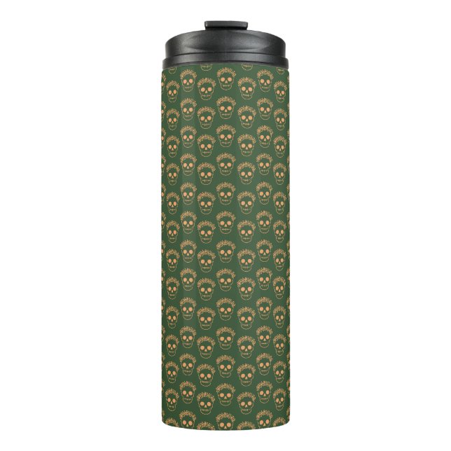 Skull with Flower Wreath Thermal Tumbler (Front)