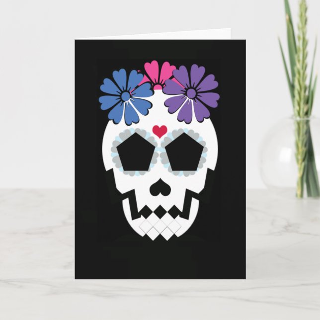 Skull With Flowers Card (Front)