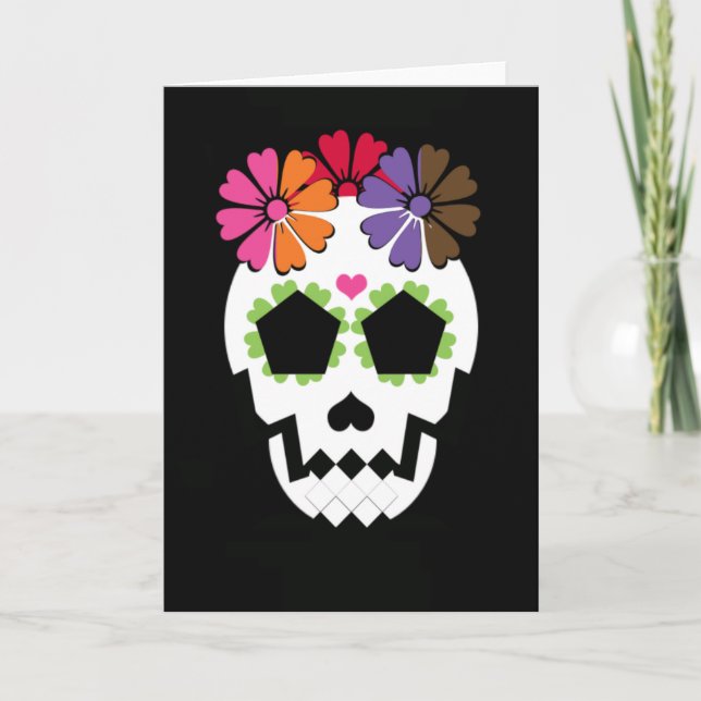 Skull With Flowers Card (Front)