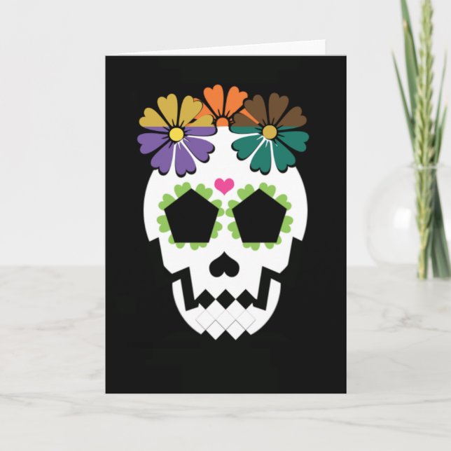 Skull With Flowers Card (Front)