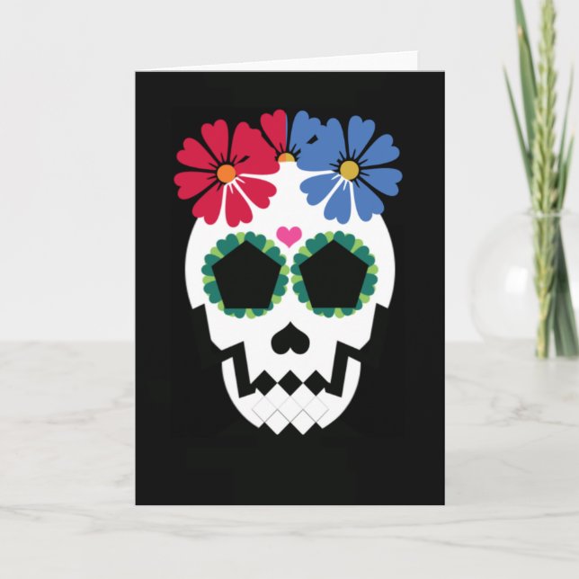 Skull With Flowers Card (Front)