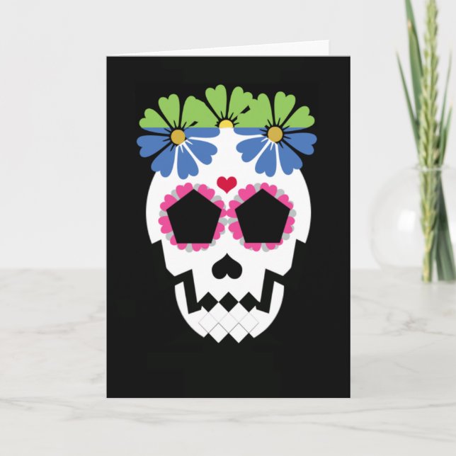 Skull With Flowers Card (Front)