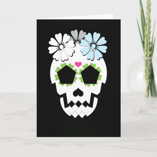 Skull With Flowers Card (Front)