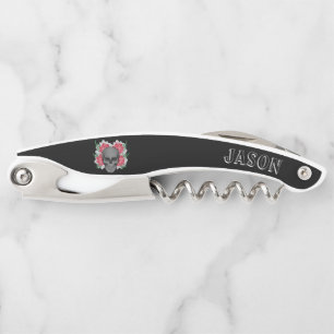 Skull With Flowers Corkscrew