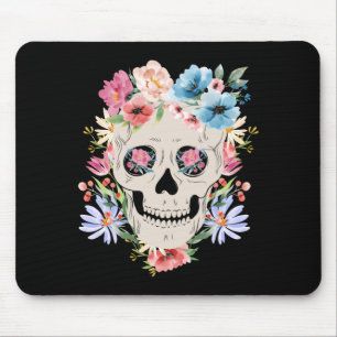 Skull With Flowers For Mexican Holidays Mouse Pad
