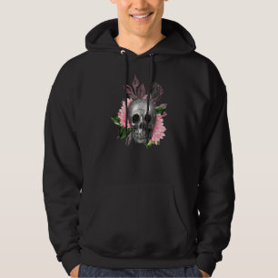 Skull With Flowers Gothic Elegance Hoodie