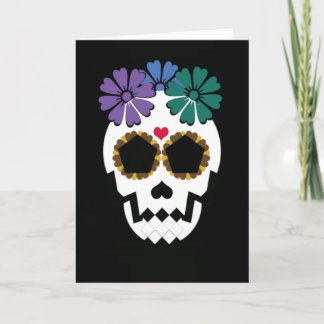 Skull With Flowers Greeting Card