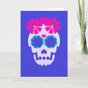 Skull With Flowers Greeting Card