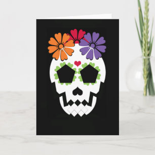 Skull With Flowers Greeting Card