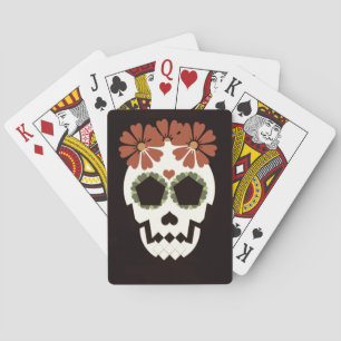 Skull With Flowers Playing Cards