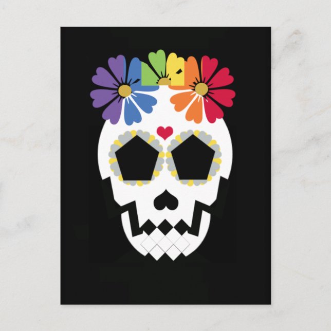 Skull With Flowers Postcard (Front)
