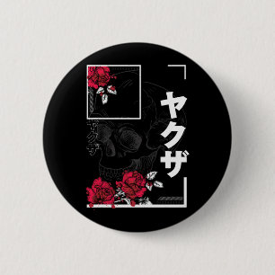 Skull With Flowers - Urban Japanese Style Design 6 Cm Round Badge