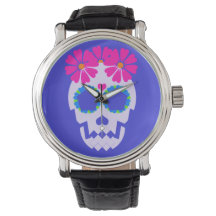 Skull With Flowers Watch