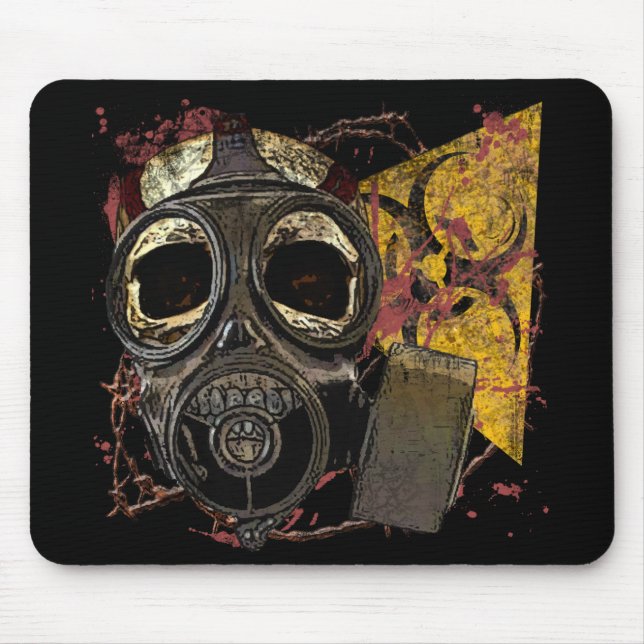 Skull With Gasmask Mouse Pad (Front)