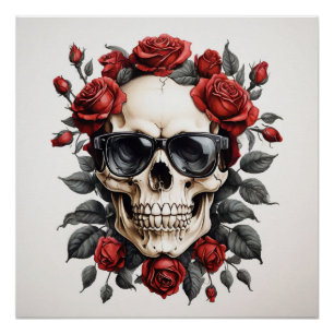 skull with glasses poster