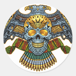 Skull with Guns and Bullets by Al Rio Classic Round Sticker