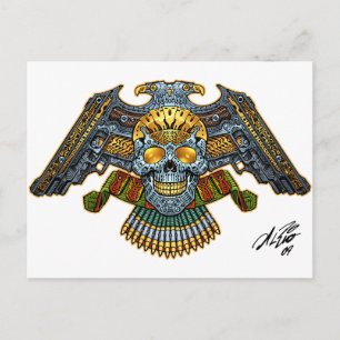 Skull with Guns and Bullets by Al Rio Postcard