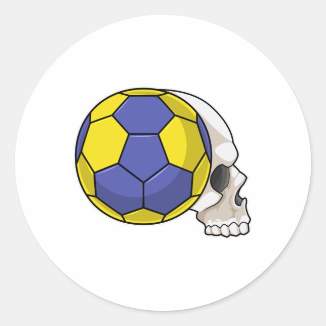 Skull with Handball Sports Classic Round Sticker (Front)