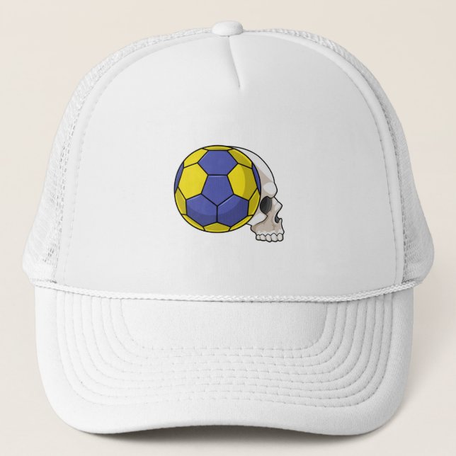 Skull with Handball Sports Trucker Hat (Front)