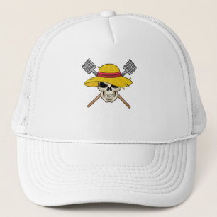 Skull with Hat as Farmer with Rake