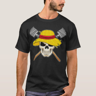 Skull with Hat as Farmer with Rake T-Shirt