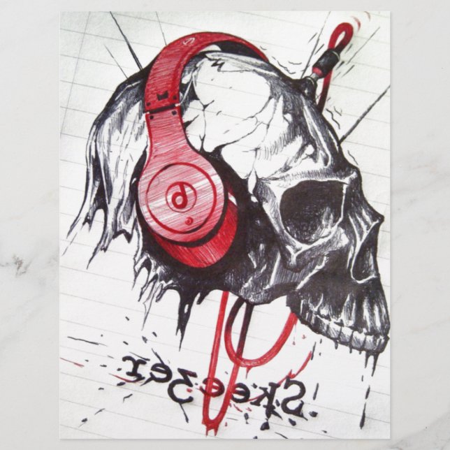 Skull with Headphones Design (Front)