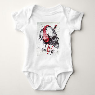 Skull with Headphones Design Baby Bodysuit