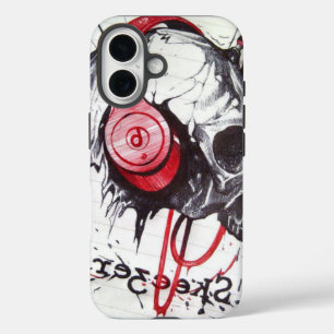 Skull with Headphones Design iPhone 16 Case