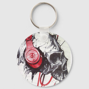 Skull with Headphones Design Key Ring