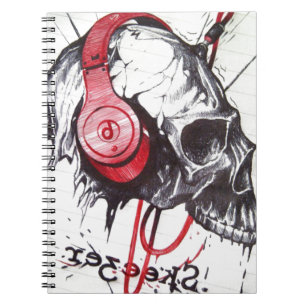 Skull with Headphones Design Notebook