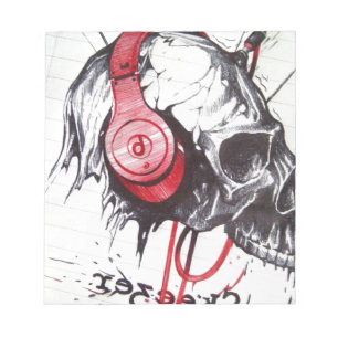 Skull with Headphones Design Notepad
