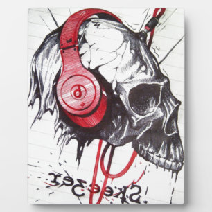 Skull with Headphones Design Plaque