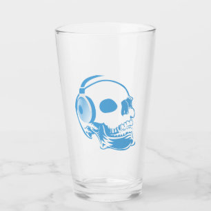Skull with headphones glass