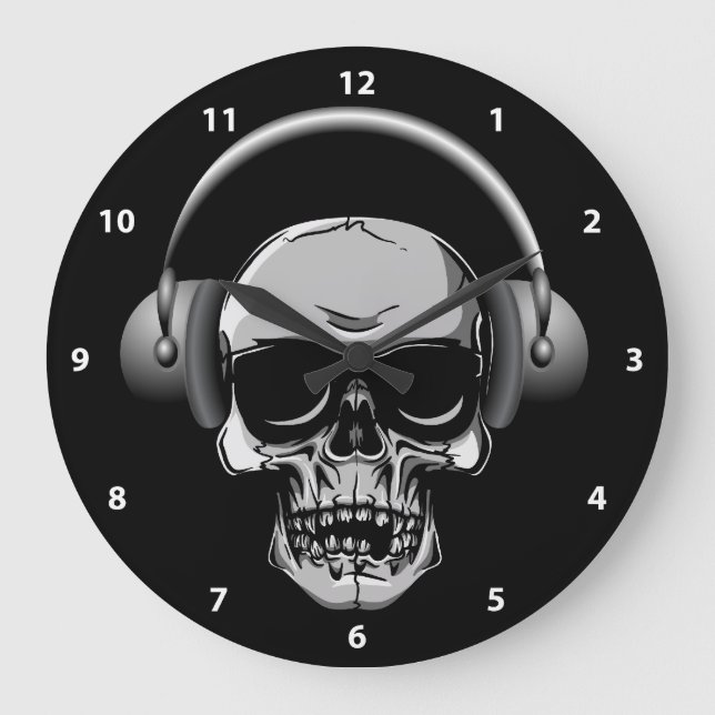 Skull with Headphones & Sunglasses Clock (Front)