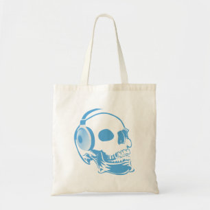 Skull with headphones tote bag