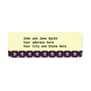 Skull with heart and bow design return address label