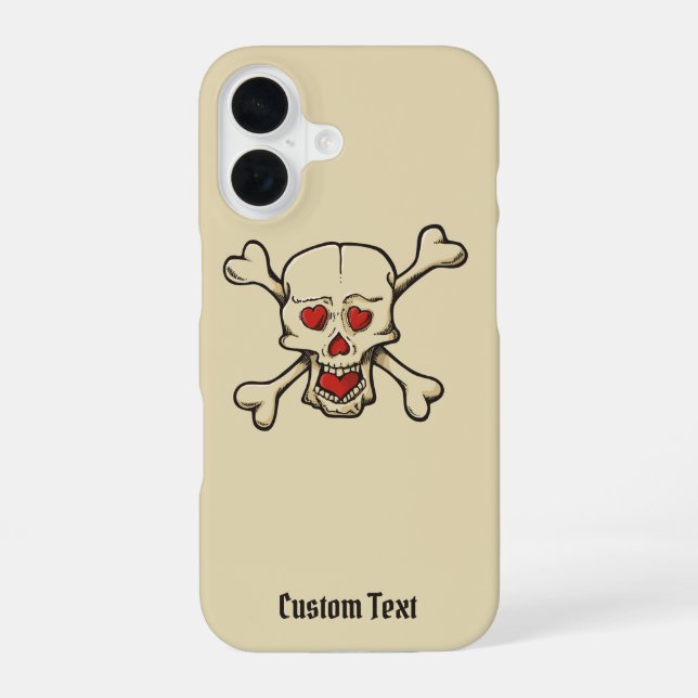 Skull with Hearts iPhone 16 Case (Back)