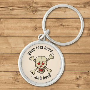 Skull with Hearts Key Ring