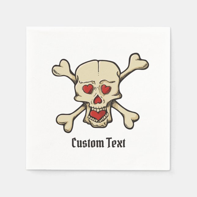 Skull with Hearts Napkin (Front)