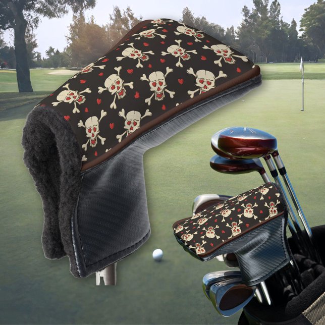 Skull with Hearts Pattern Golf Head Cover (Creator Uploaded)
