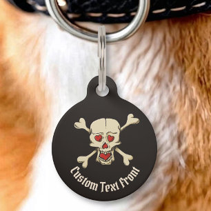 Skull with Hearts Pet Tag