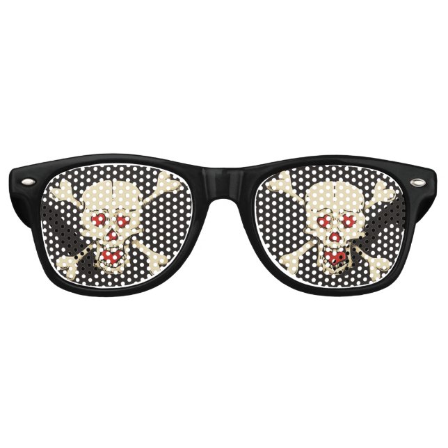 Skull with Hearts Retro Sunglasses (Front)