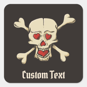 Skull with Hearts Square Sticker