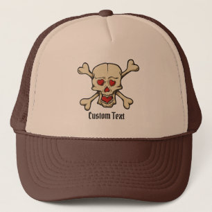 Skull with Hearts Trucker Hat