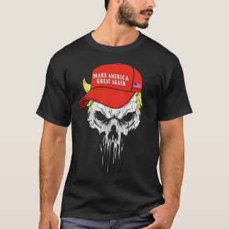 Skull with iconic Trump Hair president T-Shirt