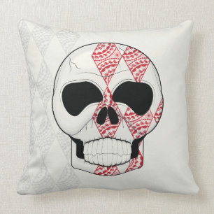 Skull With Lace Diamonds Art With Pattern Cushion