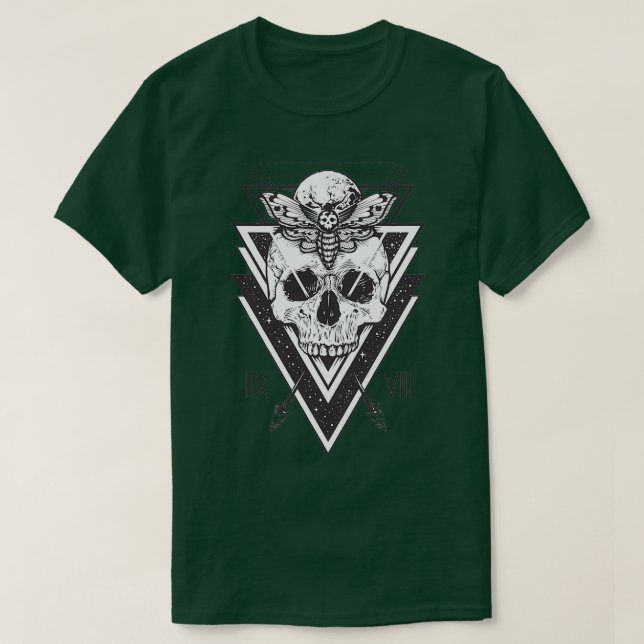skull With Moth T-Shirt (Design Front)