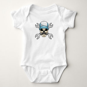 Skull with Moustache & Wrench Baby Bodysuit