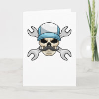 Skull with Moustache & Wrench