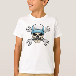 Skull with Moustache & Wrench T-Shirt
